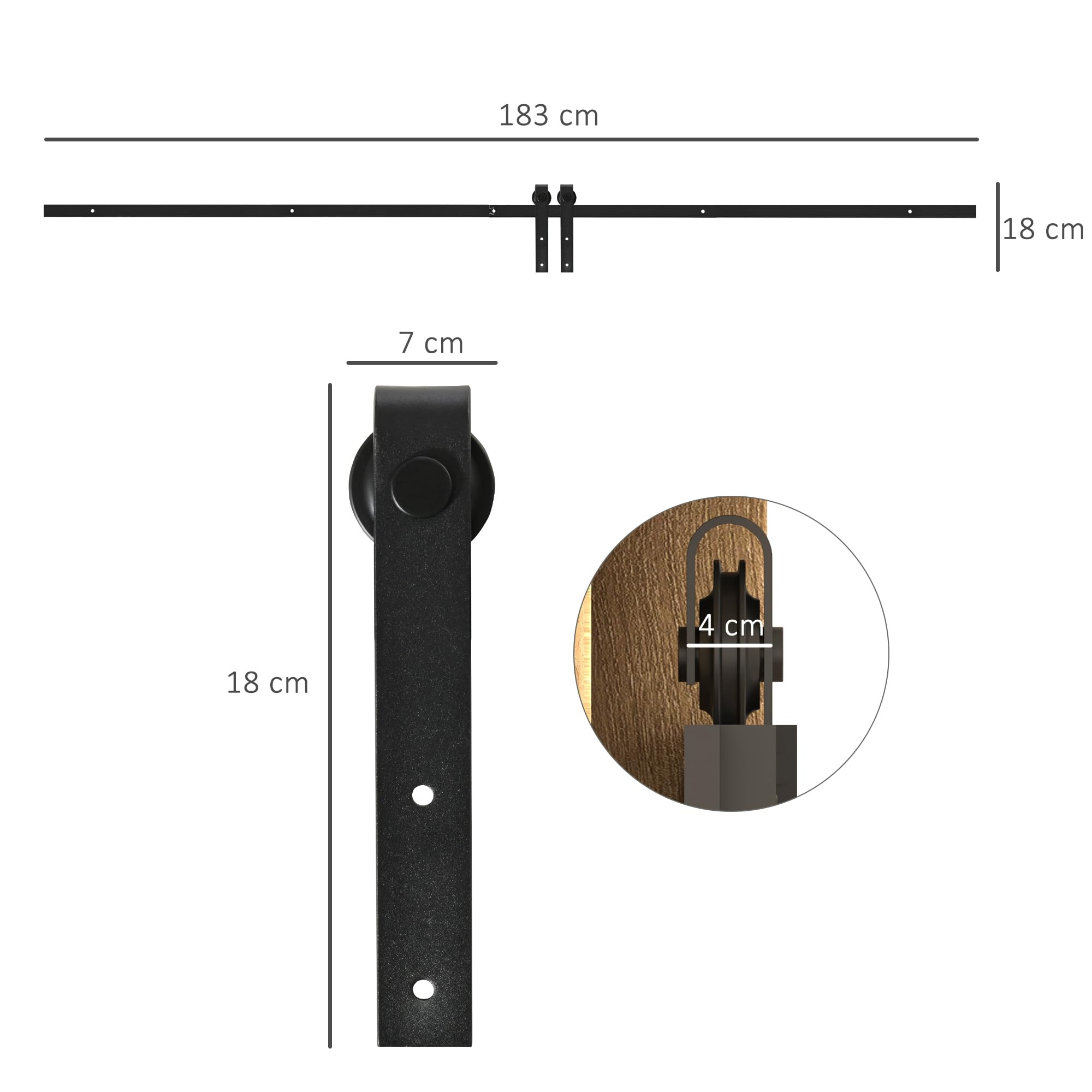 HOMCOM 6FT Mini Kit porta scorrevole fienile 19.7" Nero