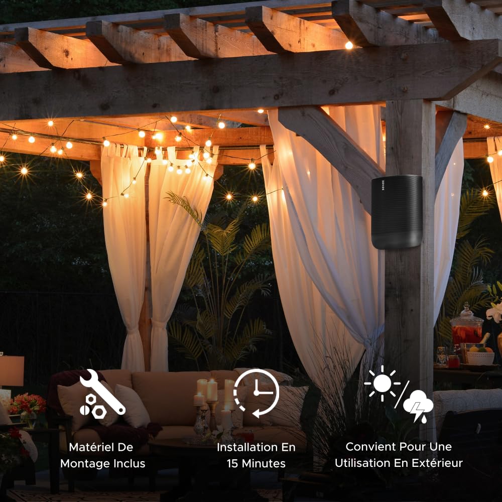 Move Support mural pour enceinte, résistant aux intempéries, Compatible avec Sonos Move version 1 et 2, avec accessoires de montage inclus, Noir