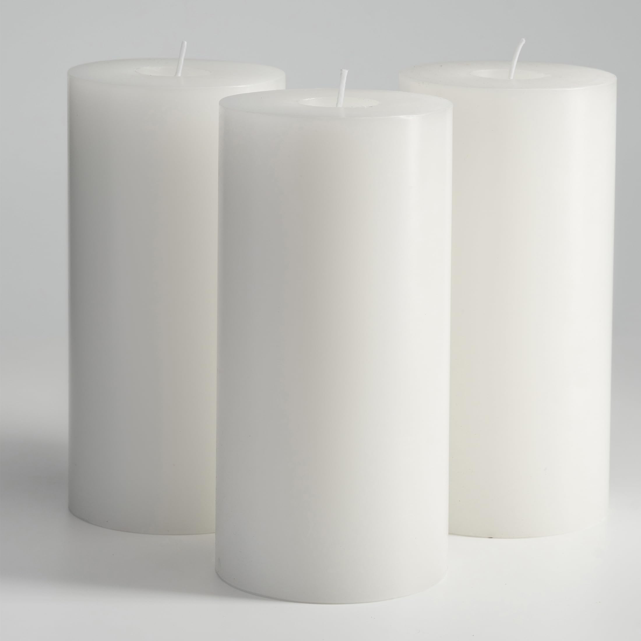 Lot de 3 grandes bougies piliers blanches - Longue durée de combustion d'environ 75 heures - Combustion propre, non parfumées - Pour la maison, les fêtes et la décoration de restauration