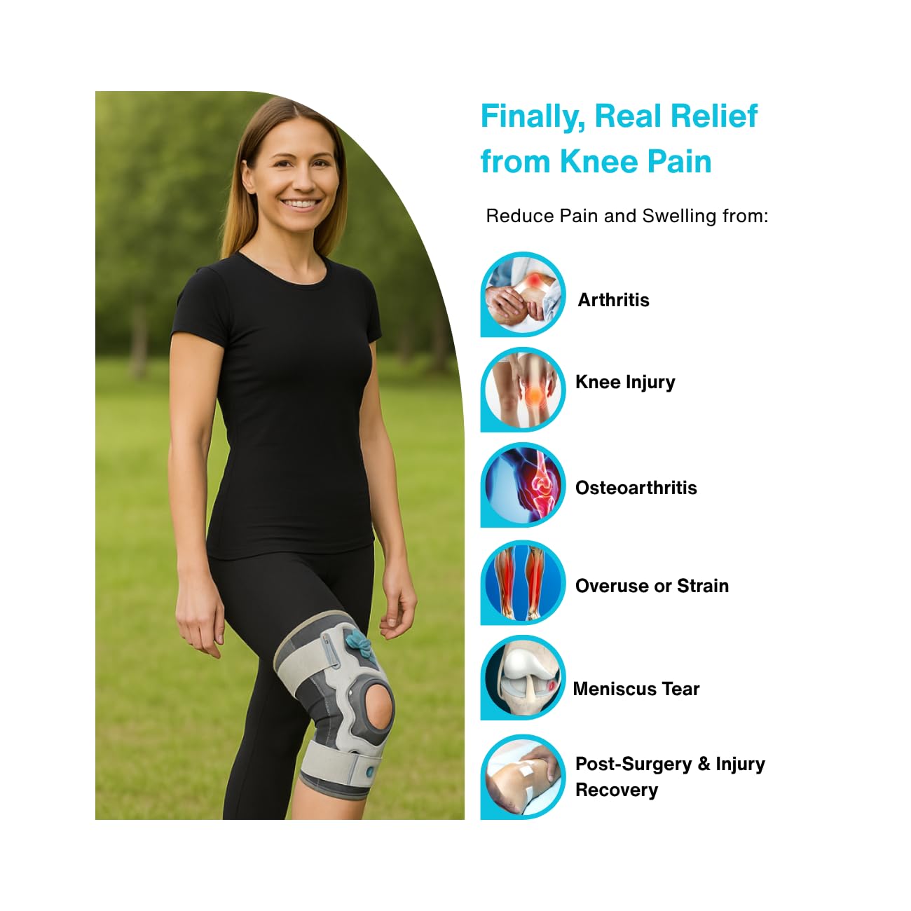 F.A.S.T ROM Knee Brace | Adjustable Hinges & Air Compression with Internal Pump | Post-Op Knee Stabilizer with Flexion Control (0°–90°) for Swelling & Rehab Support | Large