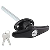 Qjaiune 1 Pack Truck Cap Locking T-Handles Black Camper Topper Lock, Keyed Alike, 5/16 inch Shaft, 4.7 inch Length, 6.5 inch Total Length, 1.5 inch Hole Distance, Anti-Corrosion, Garage, Pickup Trucks