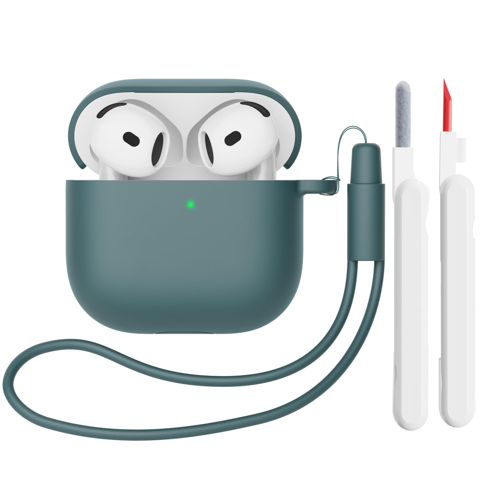 Mocarheri Funda de Silicona Compatible con AirPods 4.ª Generación con Kit de Limpiador, Fundas Protectora de Silicona para AirPods de 4 Generacion 2024, LED Visible Frontal, Negro — view 23