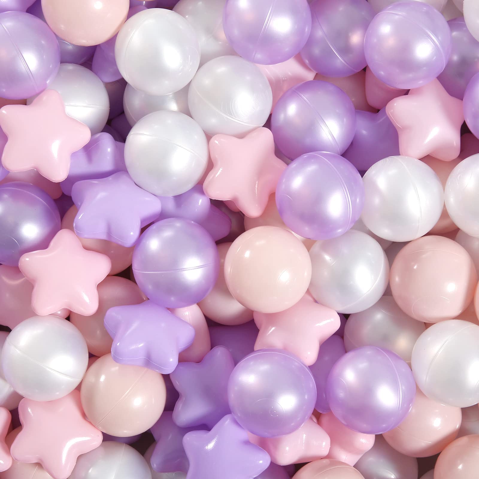 GOGOSO Balls for Ball Pit - Plastic Ball for Toddlers 1-3, Baby Kids Ball Pool Decoration 50 100 200 300 500 1000 (A Purple+Pink+White+Clear, 500 Balls)