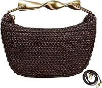 JYG Handmade Straw Crossbody Bag for Women - Mini Woven Summer Satchel Purse with Adjustable Straps