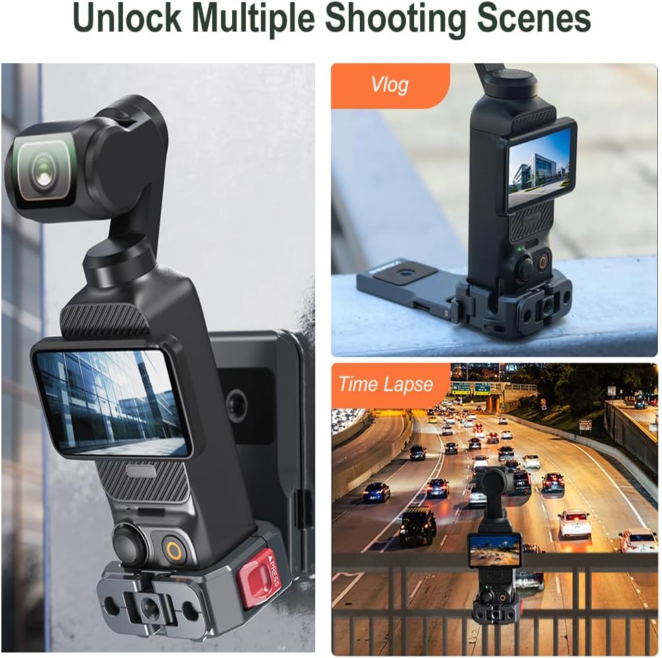 Metal Magnetic Mount Stand for DJI Osmo Pocket 3/Osmo Pocket 4,Aluminum Alloy Expansion Adapter Protective Cage with Cold Shoe,1/4" Screw Hole for Osmo Pocket 3/Osmo Pocket 4 Accessories