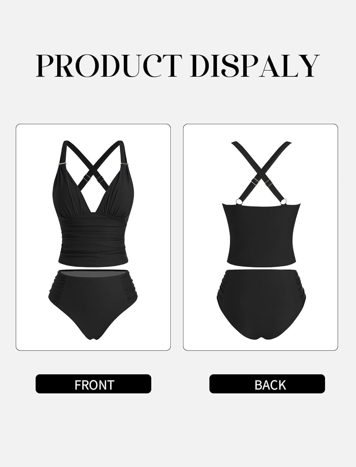 ZAFUL Womens Tankini Swimsuits Tummy Control Bathing Suits 2 Piece Swimwear with Ruched Shorts