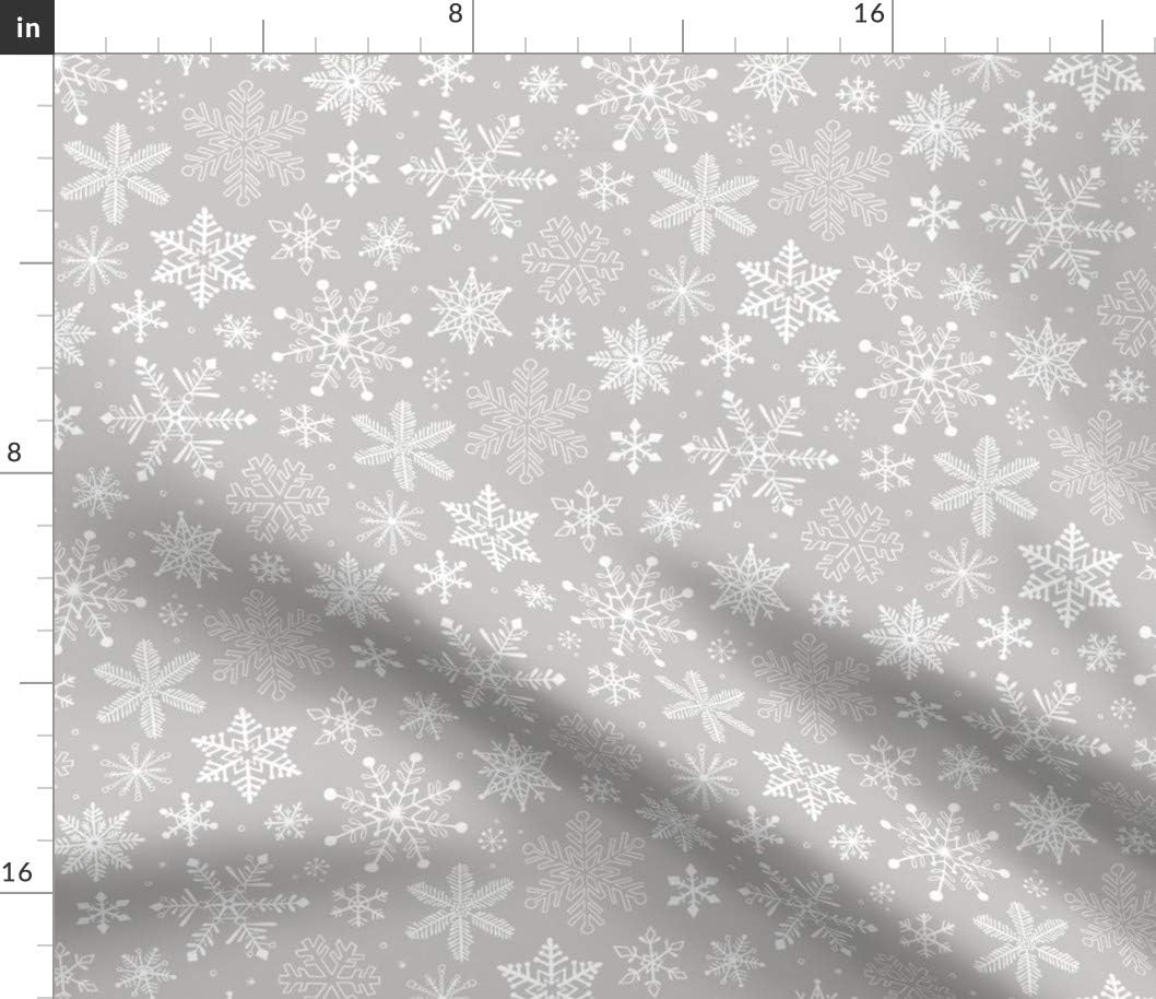 Spoonflower Fabric - Snowflakes Christmas Holiday Light Gray Snowflake Winter Holidays Snow Printed on Petal Signature Cotton Fabric by The Yard - Sewing Quilting Apparel Crafts Decor