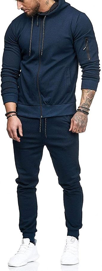 Mens Tracksuits,2 Piece Hooded Athletic Sweatsuits for Mens Casual Jogging Suits Sets