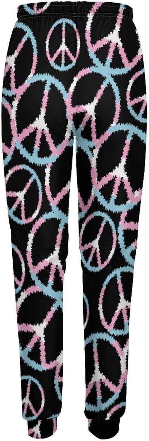 Transsexual Flag Logo Trendy Sweatpants for Women High Waisted Trousers Workout Running Legging with Pockets