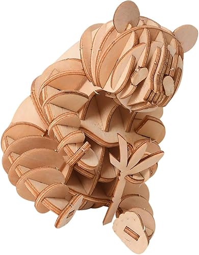 Miniatura 6 de Alasum Rompecabezas 3D de madera 3D, juguete hecho a mano, rompecabezas modelo de rompecabezas para niños (patrón de panda)