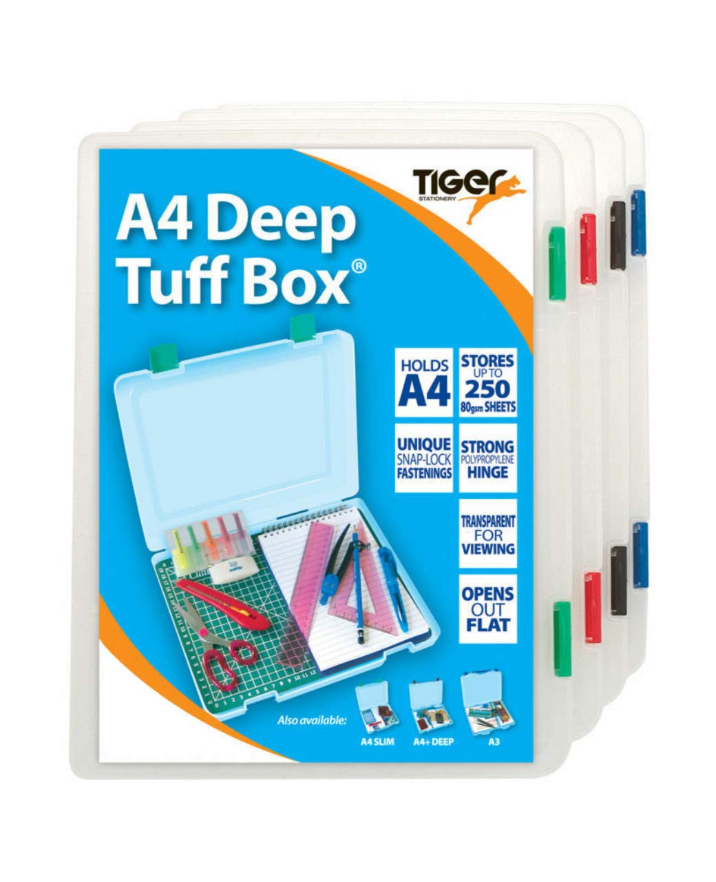 12 x A4 Deep Clear Tuff Storage Box Multi-Purpose Organiser Utility File