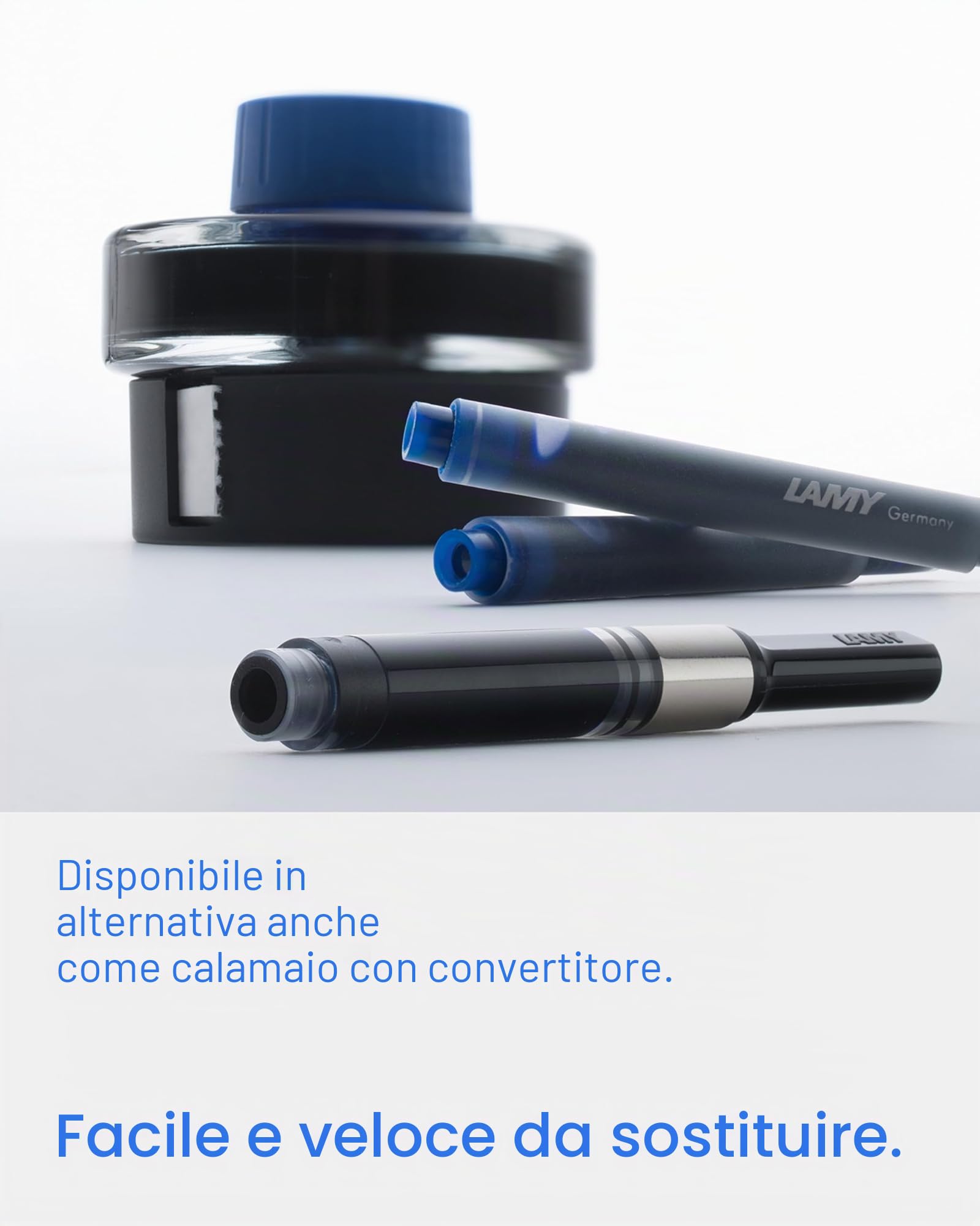 LAMY T10 Set di 5 cartucce d'inchiostro con grande riserva di inchiostro, adatte per tutti i modelli di penne stilografiche Lamy, contenuto 1,25 ml per cartuccia, 5 pezzi per confezione