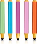 Kid-Friendly Stylus Pens for Touch Screens, Crayon Stylus Pen for iPhone Ipad Air Mini Pro, Fire HD Kids Tablet, Android Tablet, Dragon Touch - Blue Pink Green Purple Red (5 Pack)