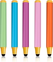 Kid-Friendly Stylus Pens for Touch Screens, Crayon Stylus Pen for iPhone Ipad Air Mini Pro, Fire HD Kids Tablet, Android Tablet, Dragon Touch - Blue Pink Green Purple Red (5 Pack)