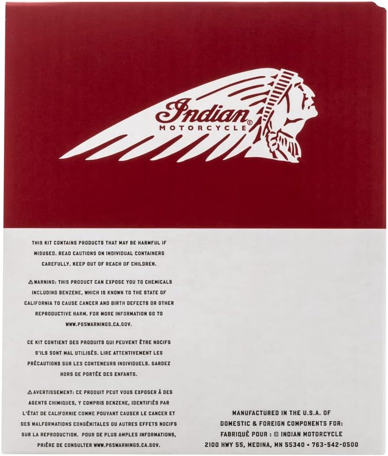 Indian Motorcycle Oil Change Kit for Specific Challenger and Pursuit Models With PowerPlus Engines, Includes 5 Quarts 15W-60 Full Synthetic Motor Oil, 1 Oil Filter, 1 Washer, 1 O-Ring - 2884171