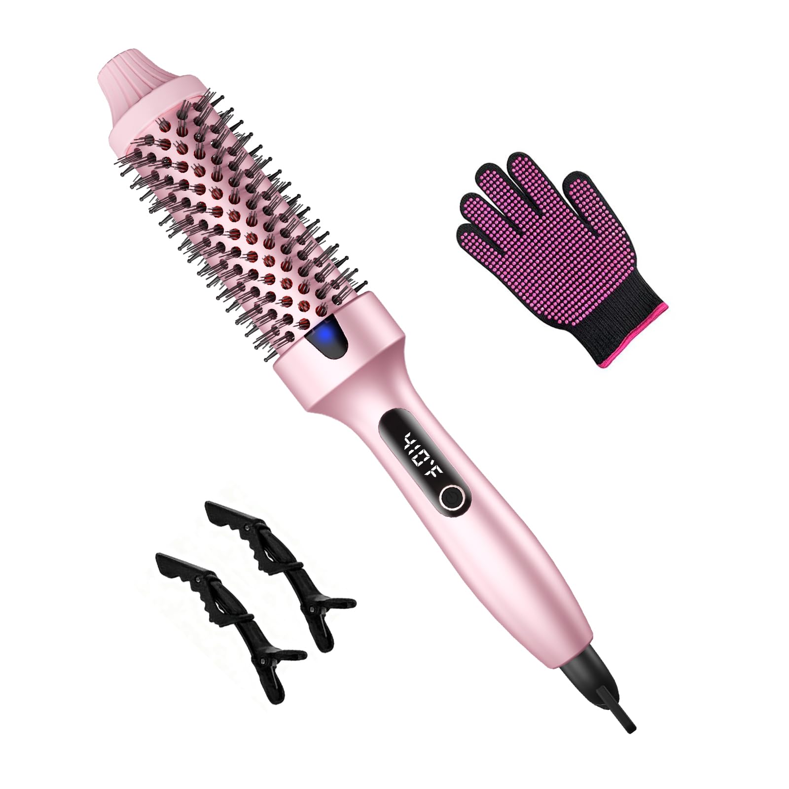 Thermal Brush, 3-in-1 Hair Crimper for Smooth Shiny Hair, Portable Ceramic Ionic Flat Iron Comb with Adjustable Temperature