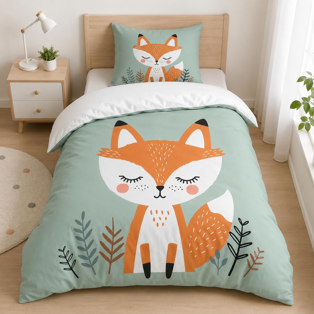 Housse de couette 100x135 renard thermorégulatrice et facile à laver