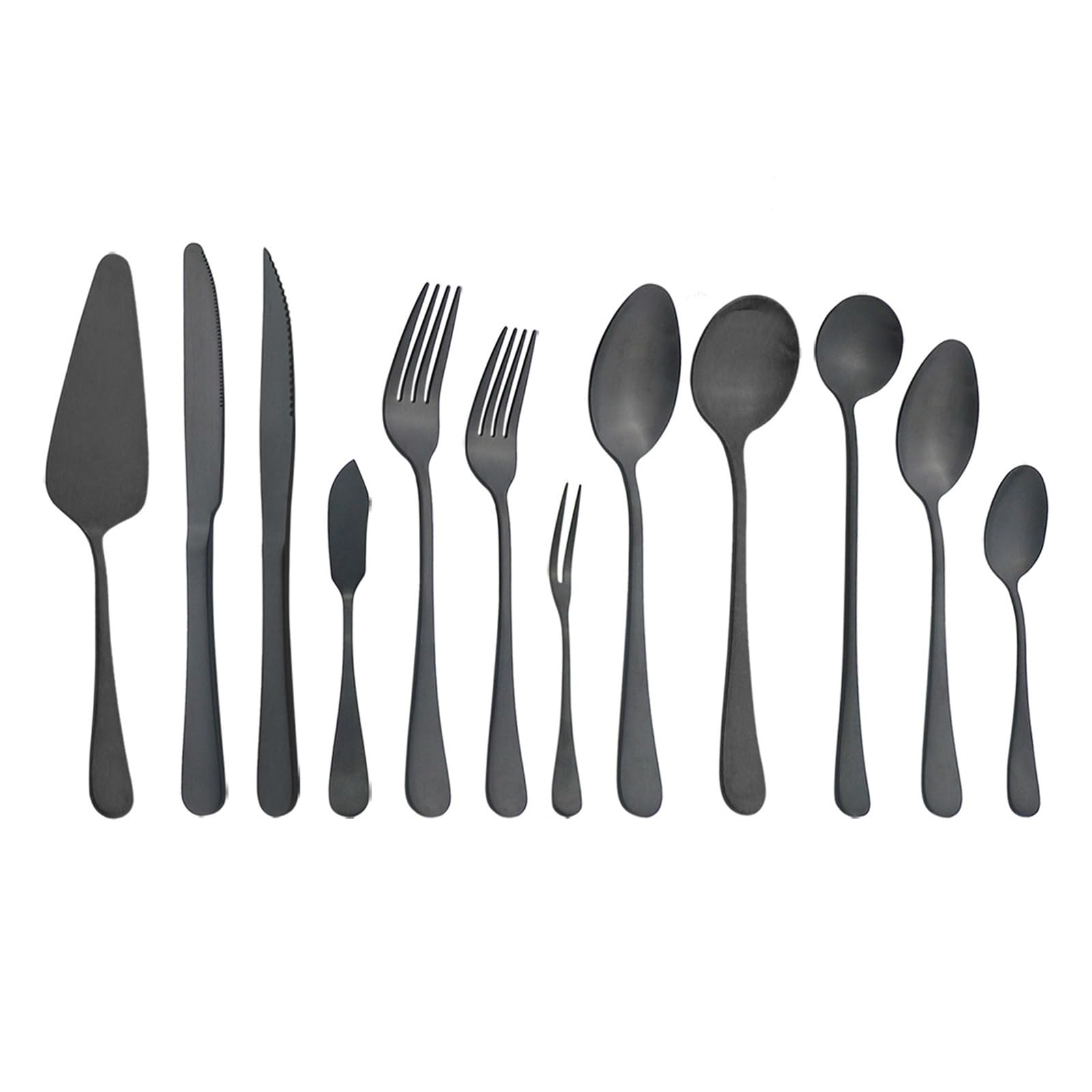 Set de table 6Pcs, couverts en acier inoxydable noir mat