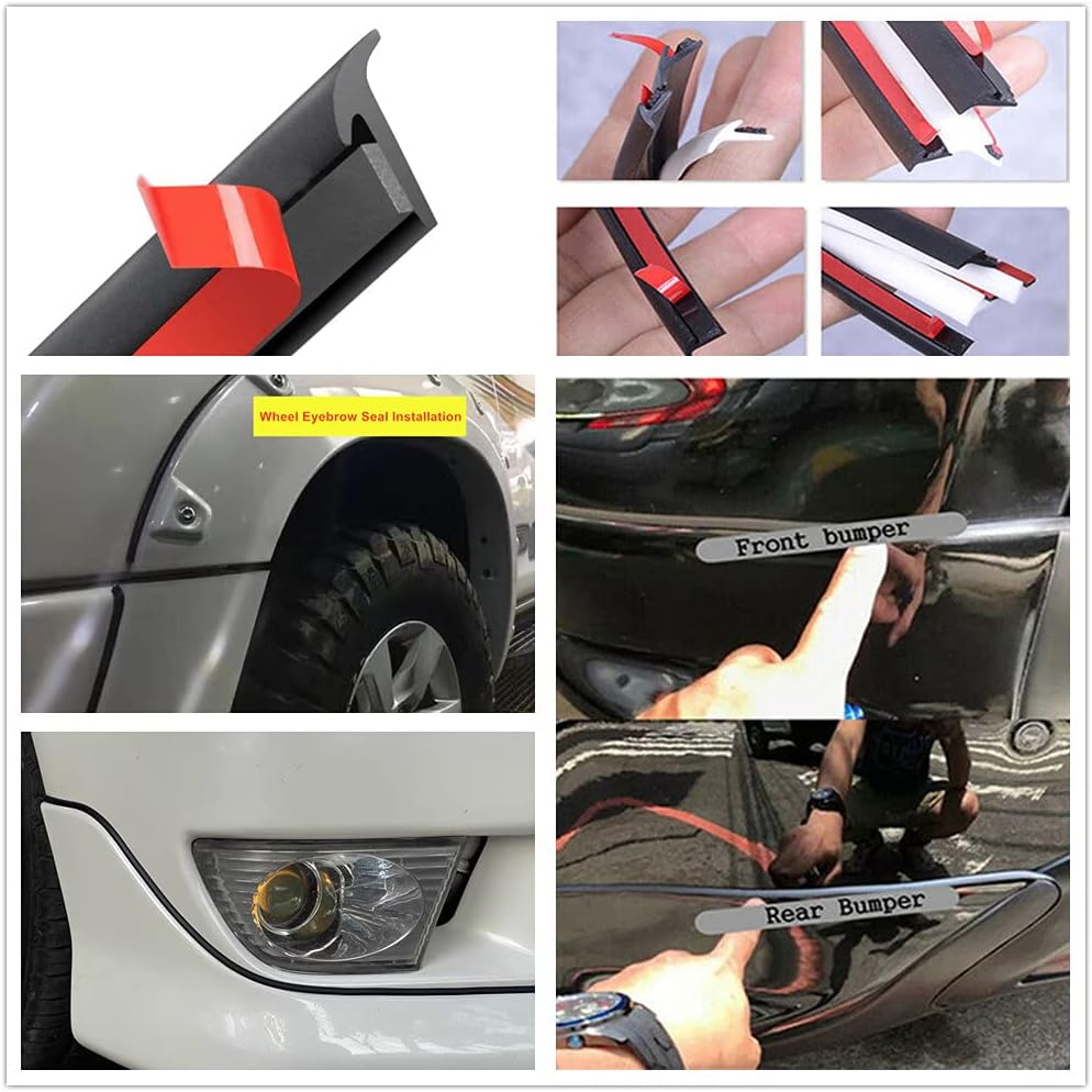 5M/16.5Ft Universal Self Adhesive Auto Rubber Weather Draft Seal Strip, Car Windshield Edge Moulding Sealing Strip Soundproof T-Type Rubber Edge Protector Trim, Black (8x10mm/0.31''x0.39'')