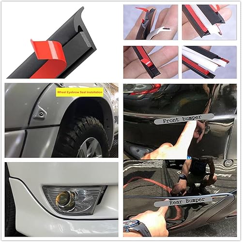 Miniatura 6 de GreceYou Tira de sellado universal de goma autoadhesiva de 16.5 pies, tira de sellado de moldura de borde de parabrisas de automóvil, insonorizada,