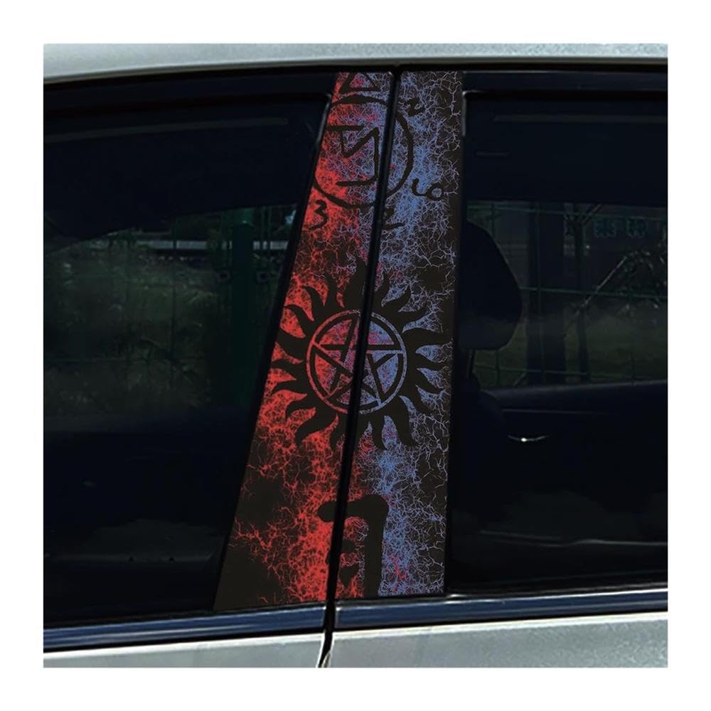 Body Parts 2pcs Car B-Pillar Stickers Black Red Creative Dollar Auto Center Column Waterproof Decals(K)