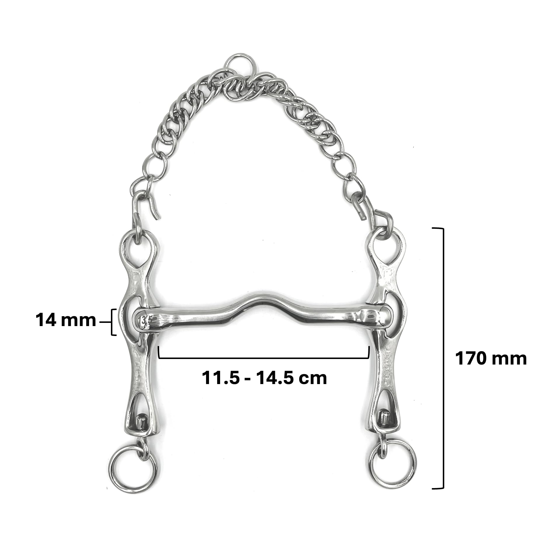 Gebiss Kandaregebiss Portugiesische Spanisches Iberisches Portuguese bit Edelstahl 14 mm 12.5 cm
