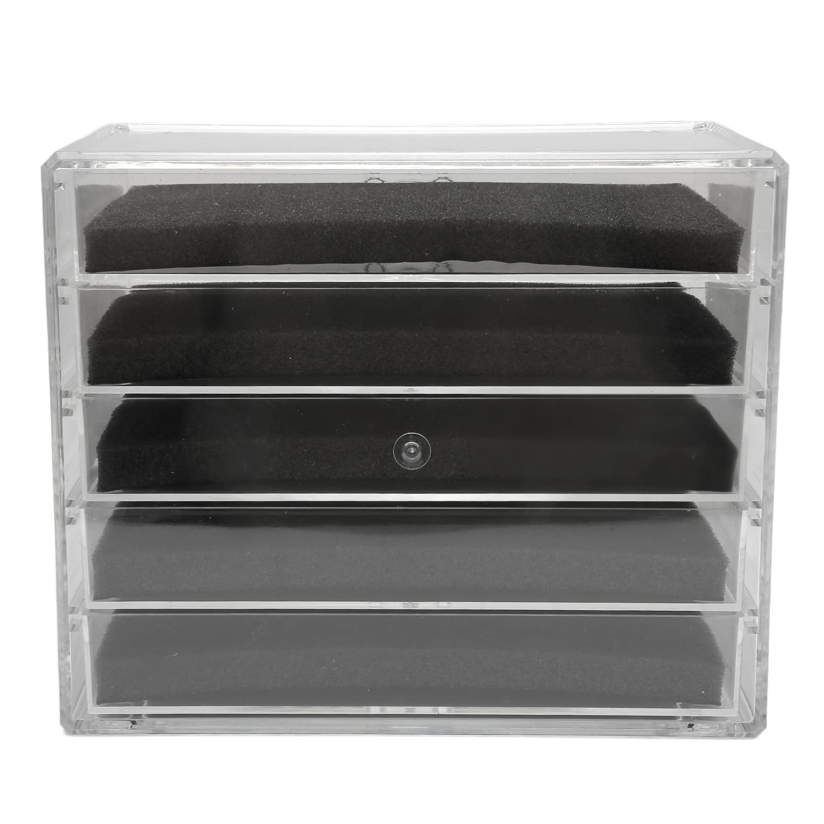 Organizador de cajones de maquillaje con 5 cajones, organizador de exhibición de joyas, joyero con 5 cajones, organizador de almacenamiento de pendientes transparente, vitrina,