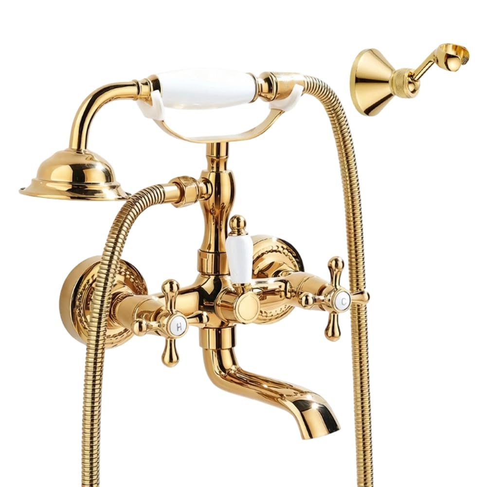 Hndhbfgrt Telephone Style Bathroom Bathtub Wall Mounted with Handshower Swive Tub Spout Model Nna204 Customer Demand Gold