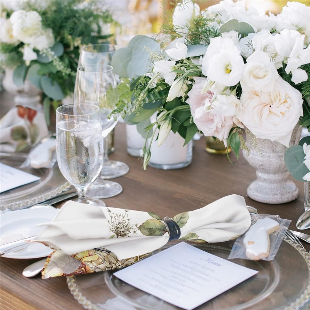 Eucalyptus Leaves Robin Cloth Napkins Set Birthday Banquet Wedding Decor Restaurant Supplies Table(4pcs)