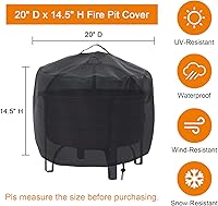 Vista 3 de Cubierta para hoguera, cubierta para hoguera de 20 pulgadas, cubiertas impermeables para exteriores con asas y cordón de ajuste, 20 x 15 pulgadas