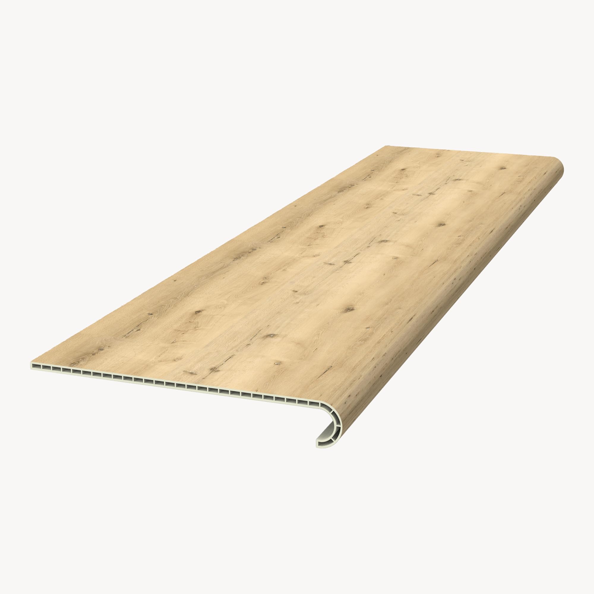 NEU.HOLZ Set di 6 Profili Coprigradini Arrotondati in PVC Copertura Gradini per Rivestimento Scale Interne 120 x 32 x 4,6 cm Naturale