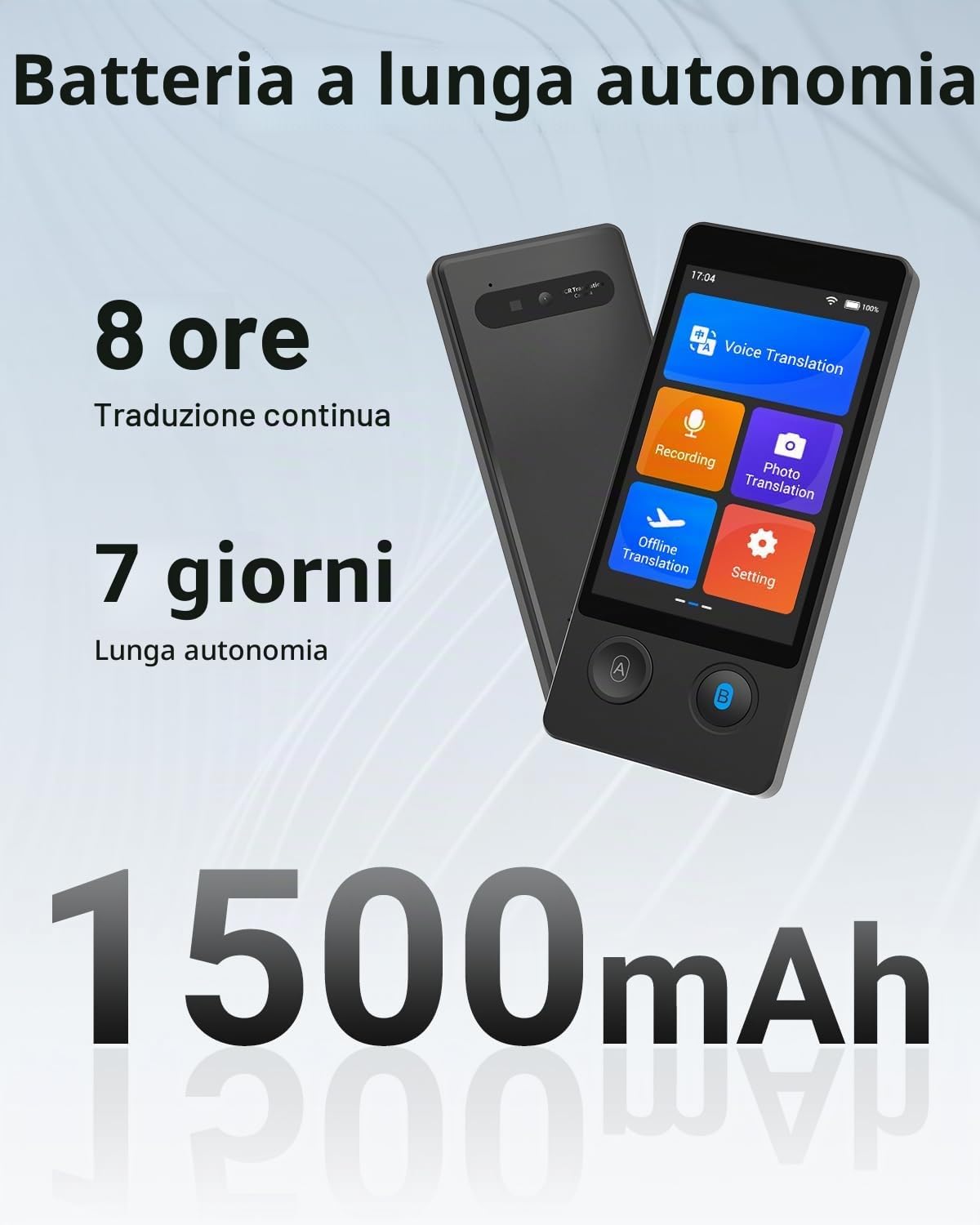 XUPURTLK Dispositivo W12, traduttore vocale a due vie | 144 lingue traduttore in tempo reale, offline, registrazione e traduzione di foto per viaggi, affari, apprendimento (nero)