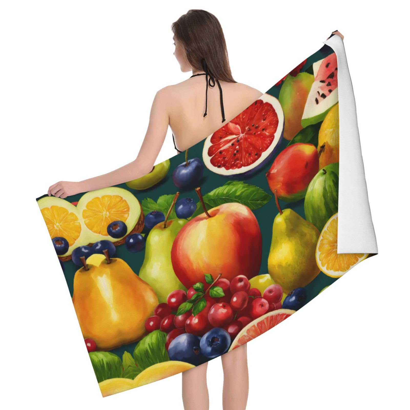 Serviette microfibre 132x81 cm imprimé food pour le bain et la plage