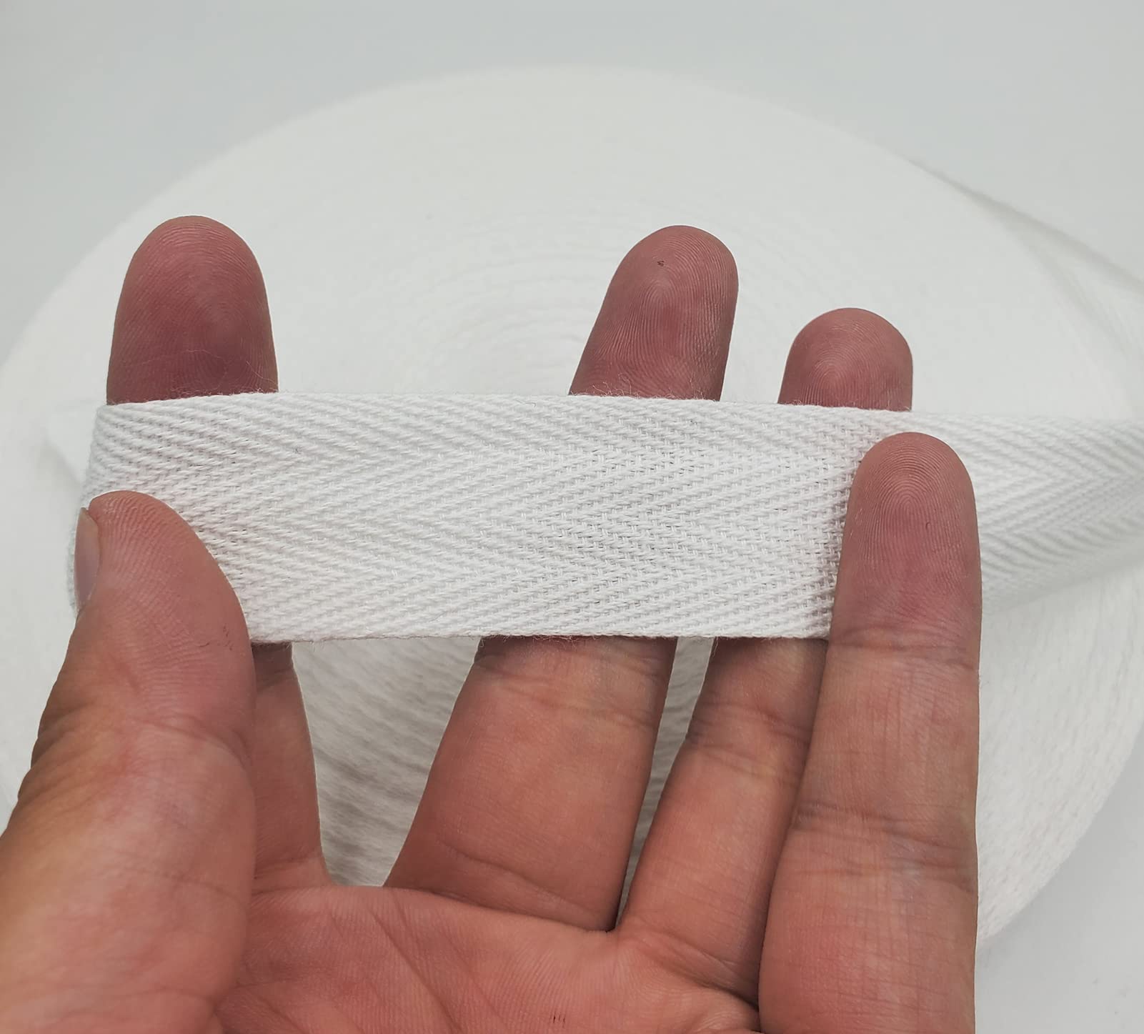 Cinta de espiga de 50 yardas, cinta de sarga de algodón para costura, cinta natural al bies para manualidades (blanco, 1 pulgada)