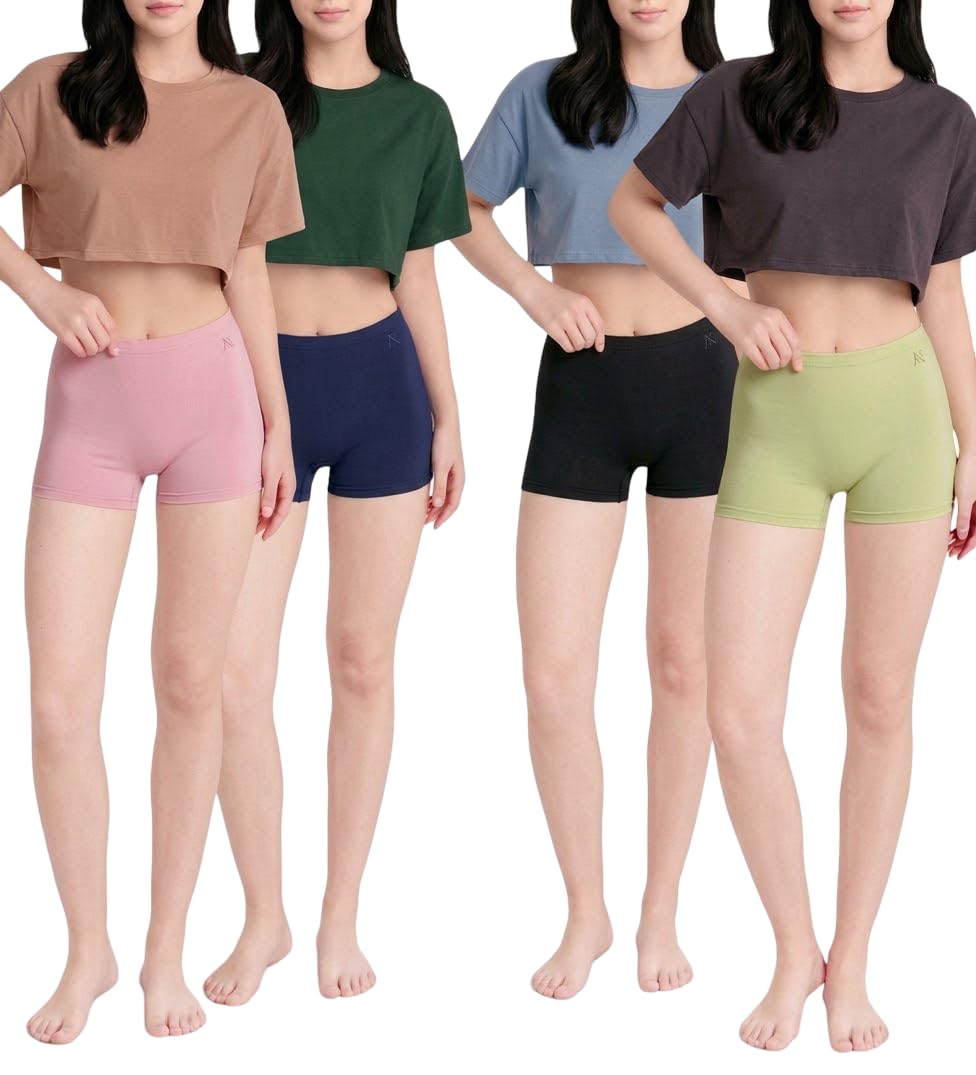 NIZIE Women’s Seamless Boyshort Panties Pack | High Waist Stretch Full Coverage Boxer Brief Underwear for Ladies | Soft Comfortable Innerwear (Pack of Multicolor)-image-6