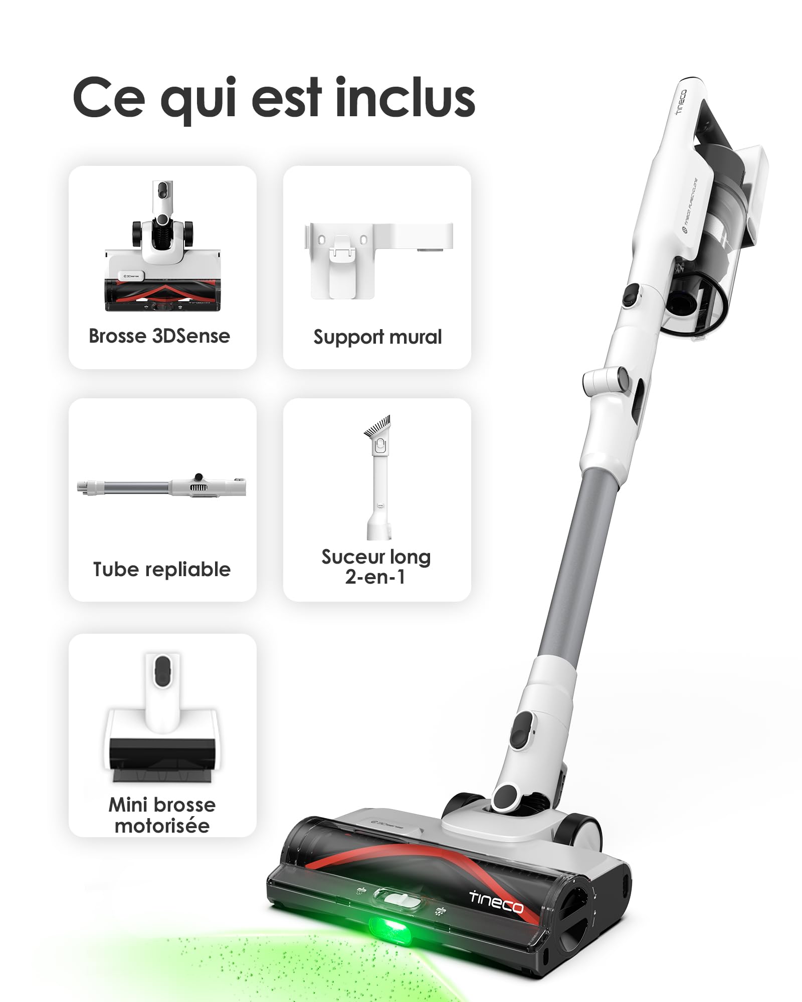 Tineco Pure One A50S Plus Aspirateur Balai sans Fil, Aspiration 185W, 70 Min d’Autonomie, Réservoir Plus Large de 1L, Brosse Motorisée 3DSense, Technologie Dura-Cyclone, Vient à Bout des Gros débris