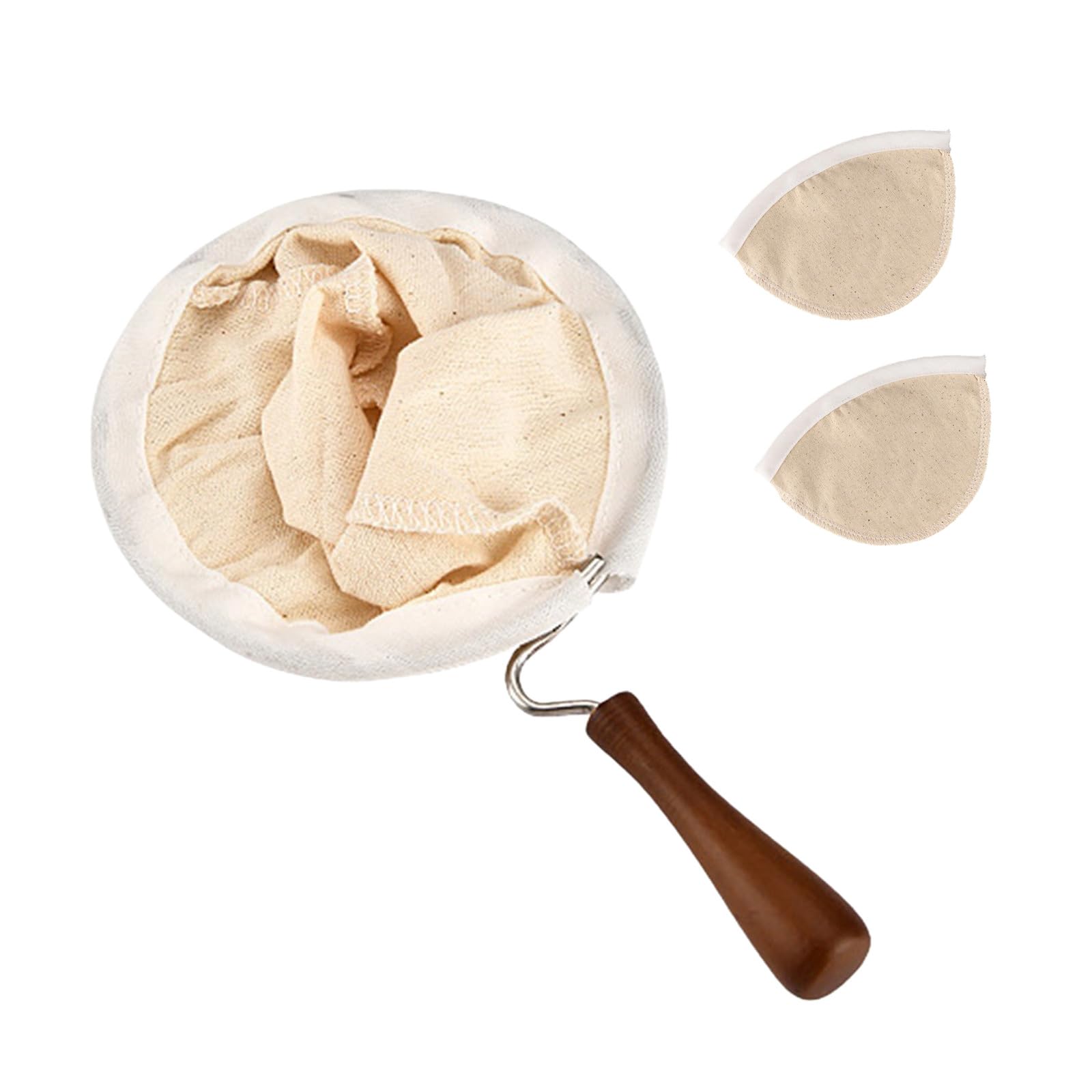 Carotoe C Arotoe Of 3 Multi Size Otton Offee Filter Bags Practical For Daily Brewing Washable Loth Offee Sock Strainer Sock Strainer With Wooden Handle