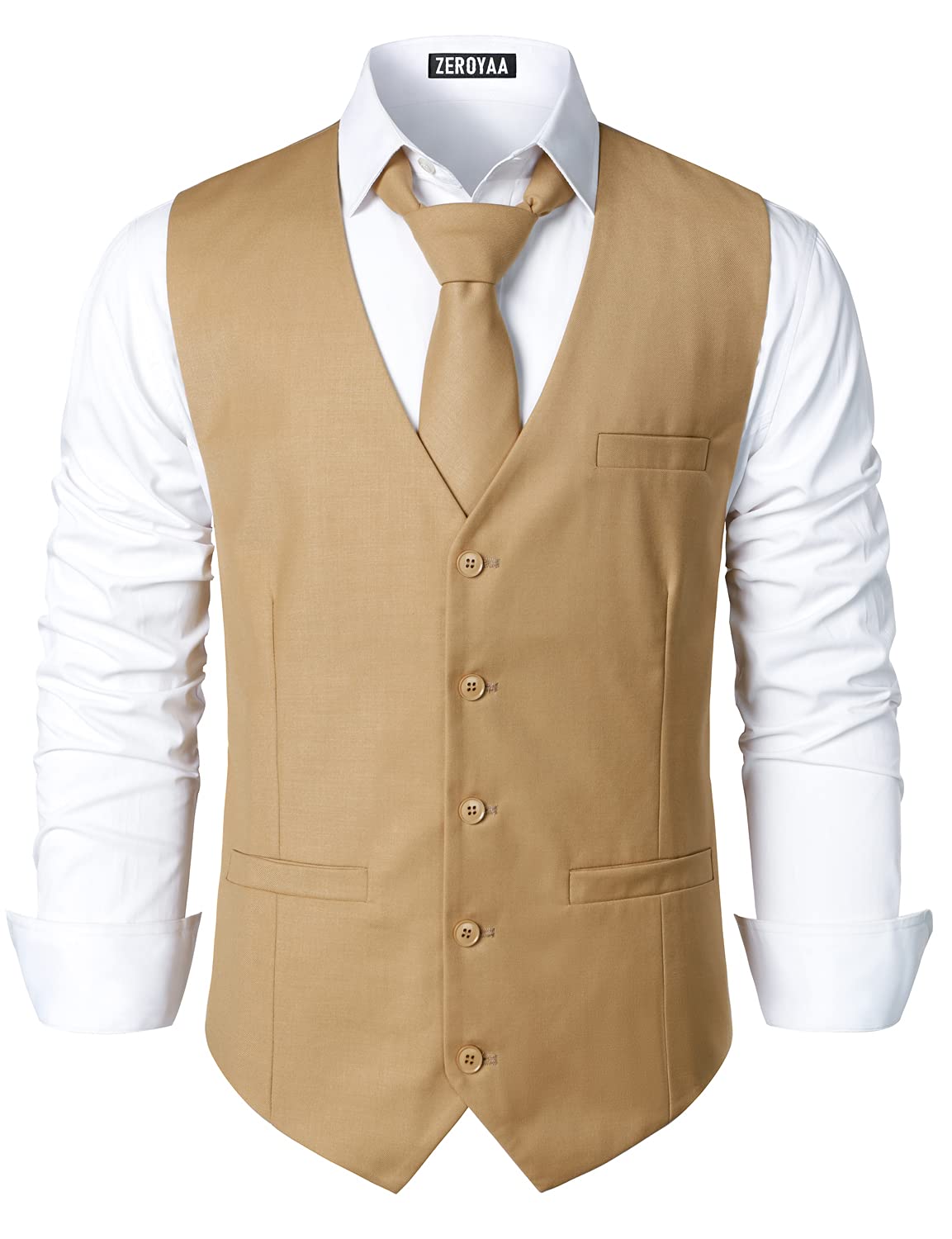 ZEROYAA Men's Urban Design Business Formal Dress Vest
