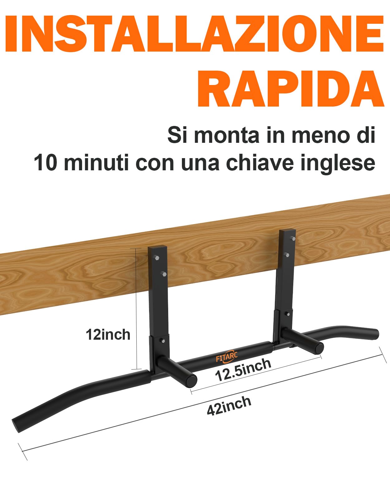 Fitarc Joist Mount Pull Up Bar, Chin Up Bar Ceiling Mount, Heavy Duty, Workout for Home Gym
