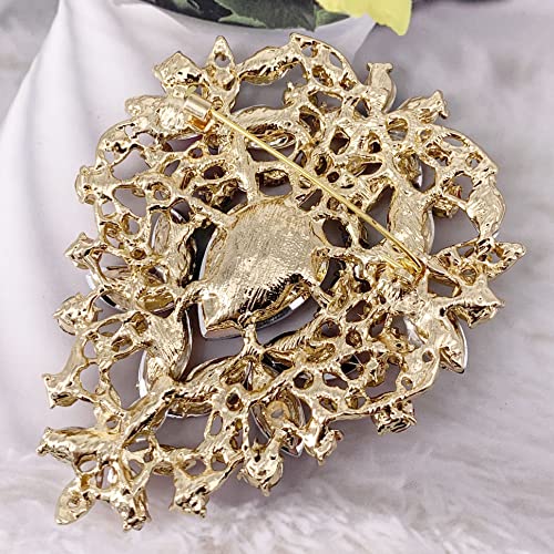 Image of SELOVO Leaf Bouquet Scarf Big Brooch Pin Broach Crystal Jewelry
