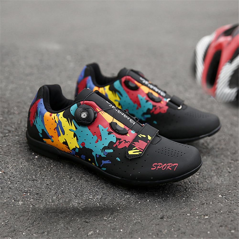 Hixingo Scarpe da Ciclismo Uomo Donna Graffiti Colorati Stampa Strada Scarpe da Strada e Mountain Bike con Suola in Gomma MTB Scarpe da Bicicletta Scarpe da Equitazione per Interni
