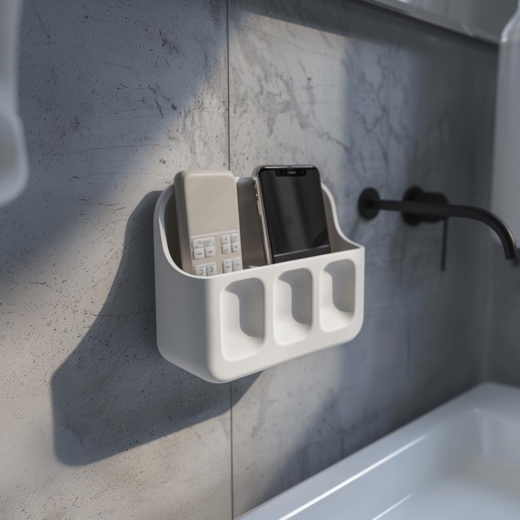 Mensola organizer da parete con stampa 3D, minimal, portaoggetti galleggiante | Supporto moderno per telefono, telecomando e piccoli oggetti per interni di casa | Dimensioni mensola: 10 in