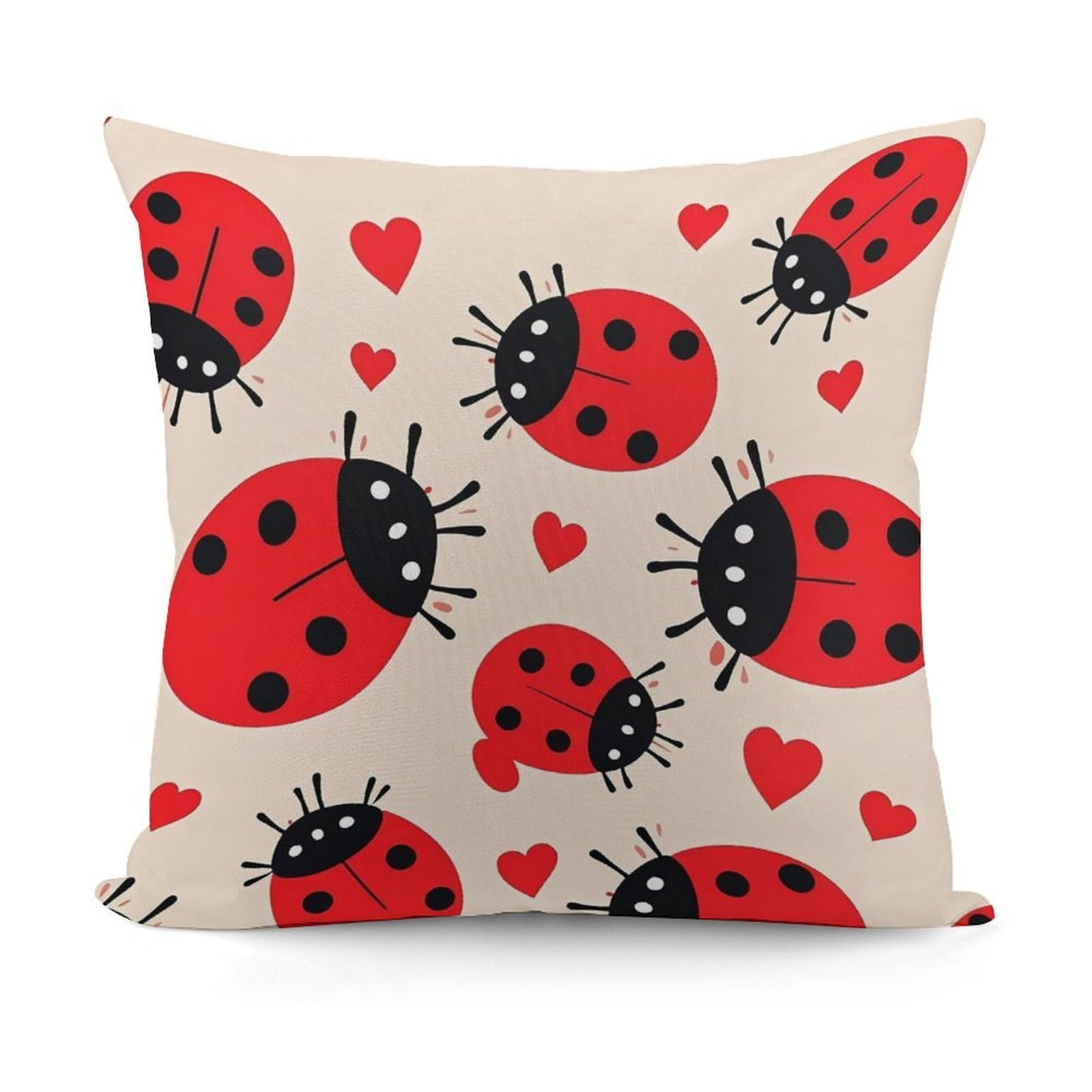 FekiLoot Ladybug Throw Pillow Cover Soft Decorative Pillow Cover Modern Square Cushion Cover Cozy Cushion Case Farmhouse Home Decor for Sofa Couch Living Room 18 X 18 Inch