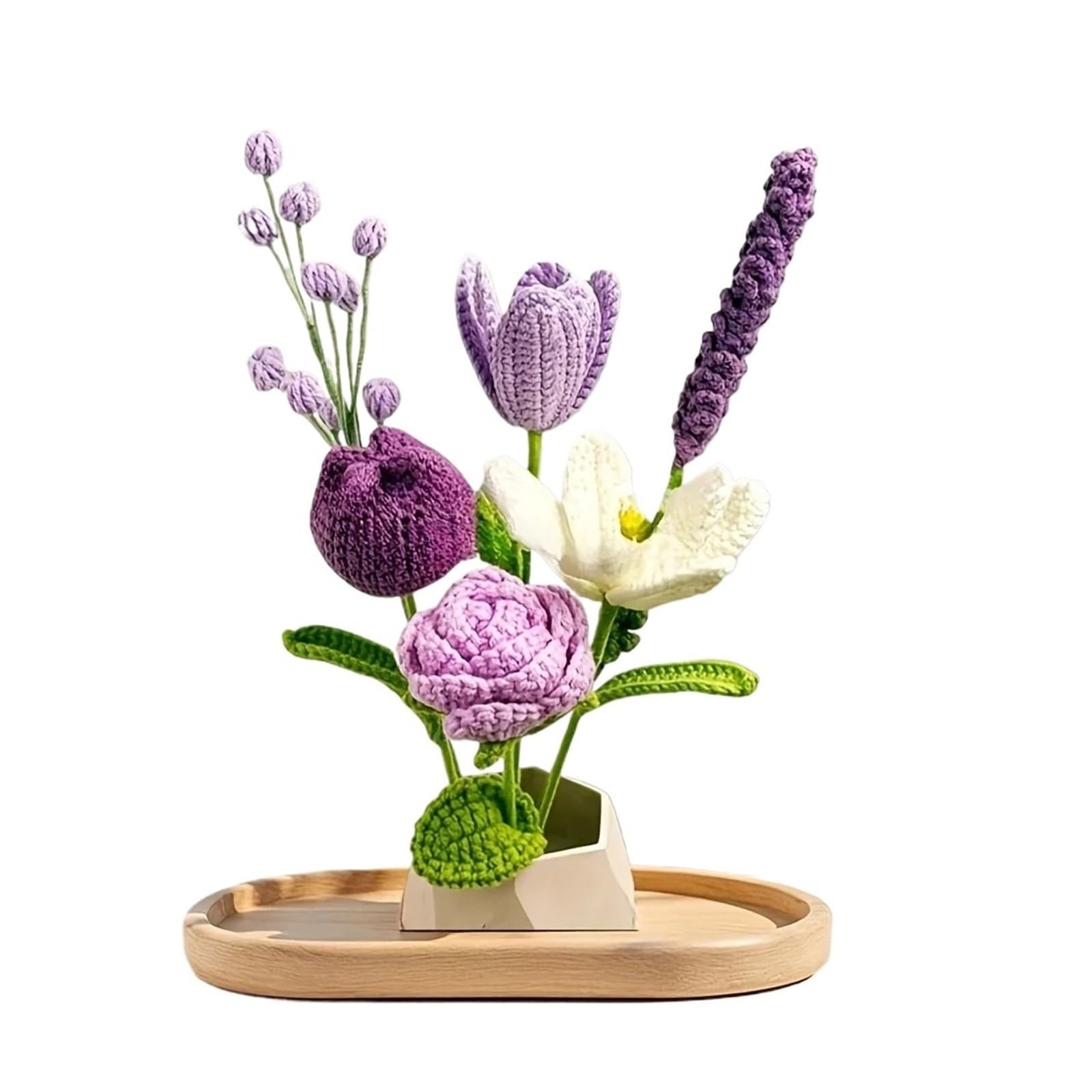 FCfpxwtz Artificial Crochet Flower, Crochet Flower Bouquet Multicolor, Artificial Flowers for Mothers Day Home Decor(3)