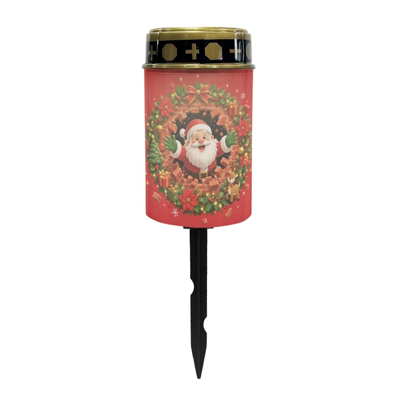 Poceacles Solar Candle Cemetery Solar Lights for Grave LED Garden Flameless Powered Pathway Lights Outdoor Christmas Holiday Party Decor, Santa Claus Poinsettia Red