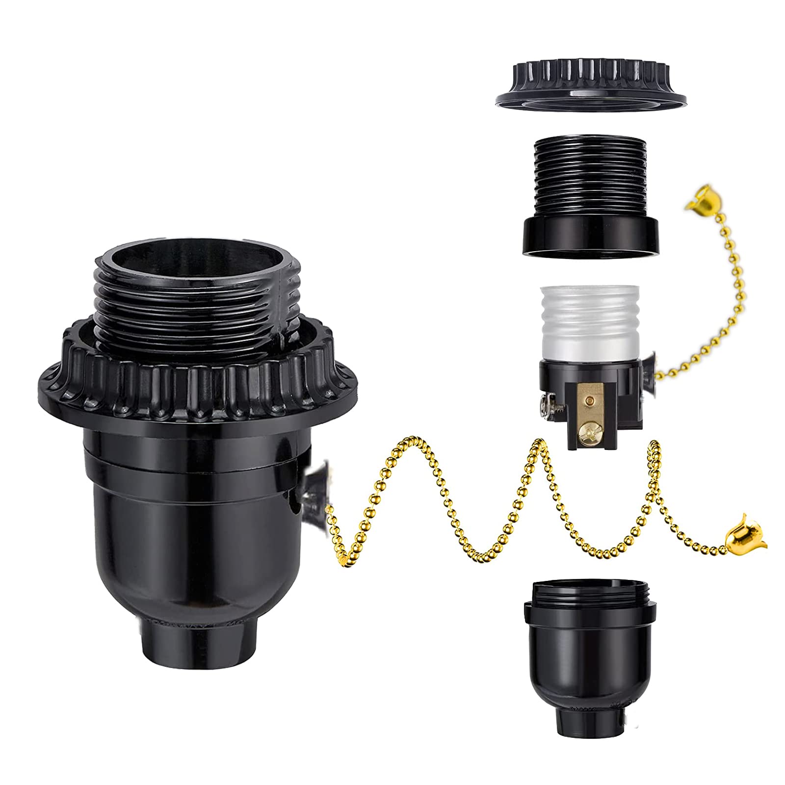 Buy RXEAZIL UL Listed E26 Lamp Socket Replacement with Pull Chain Switch, Phenolic Threaded