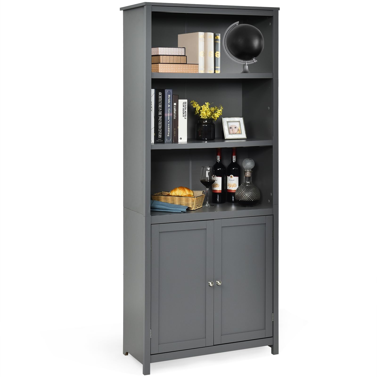 Amazon.com: SILKYDRY Bookshelf with Storage Cabinet, 3-Tier Open