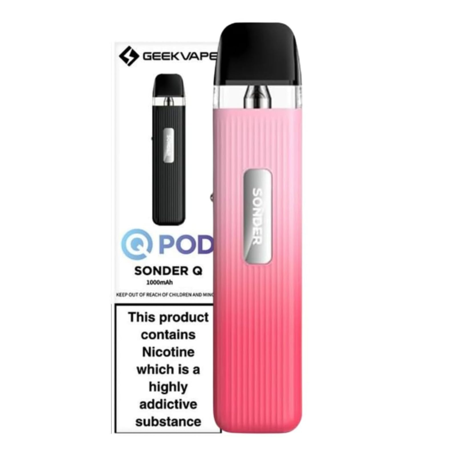 Geekvape Sonder Q Pod Kit, E-Cigarettes, Adjustable airflow, Draw-to-vape  activation, 2 ml Cartridge Capacity, No Nicotine, (ROSE PINK):  Amazon.co.uk: Electronics & Photo