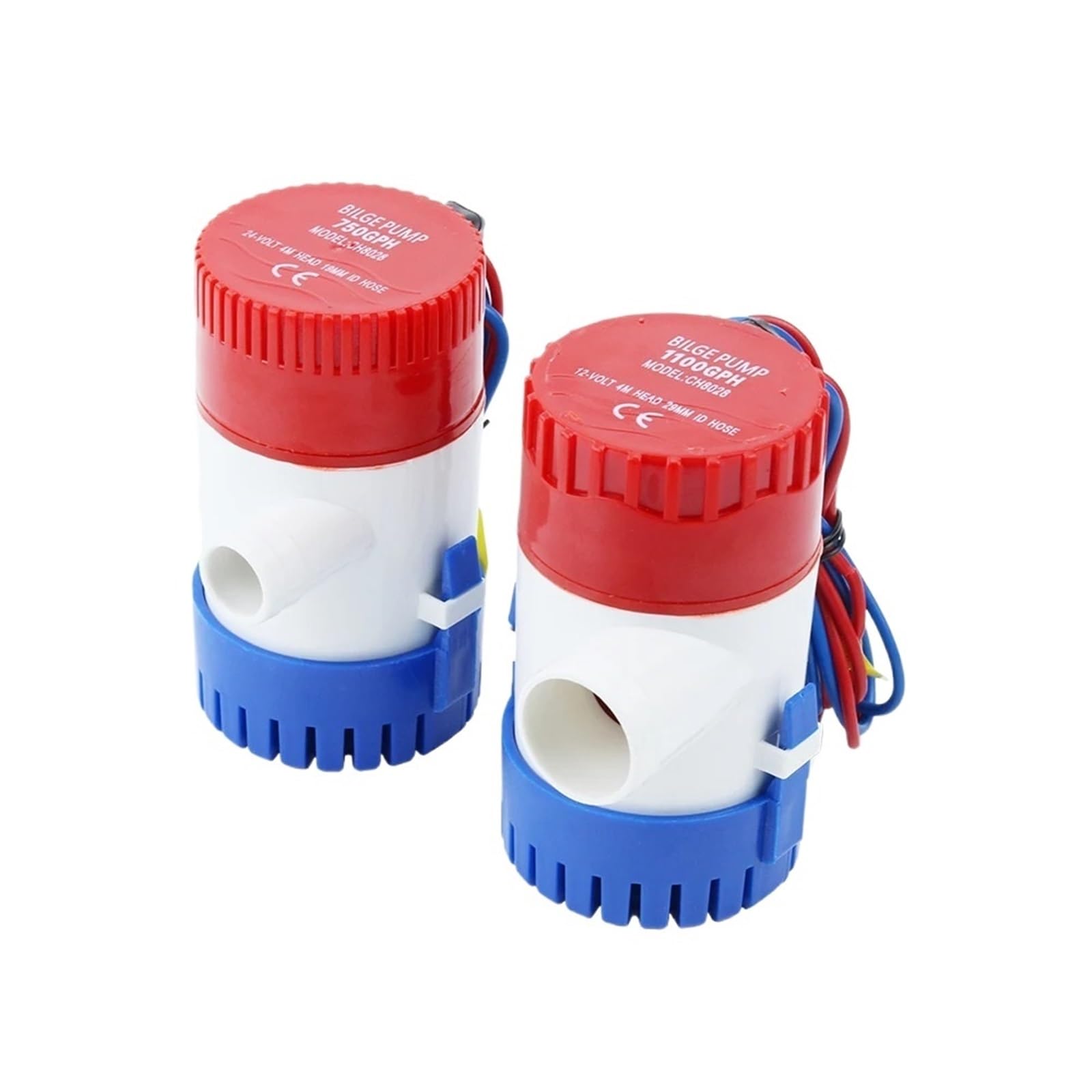 Zatapialna mini elektryczna pompa zęzowa do łodzi 12 V/24 V, 350/500/750/1100 GPH, z czujnikiem pływakowym (500 GPH z przełącznikiem, 12 V)