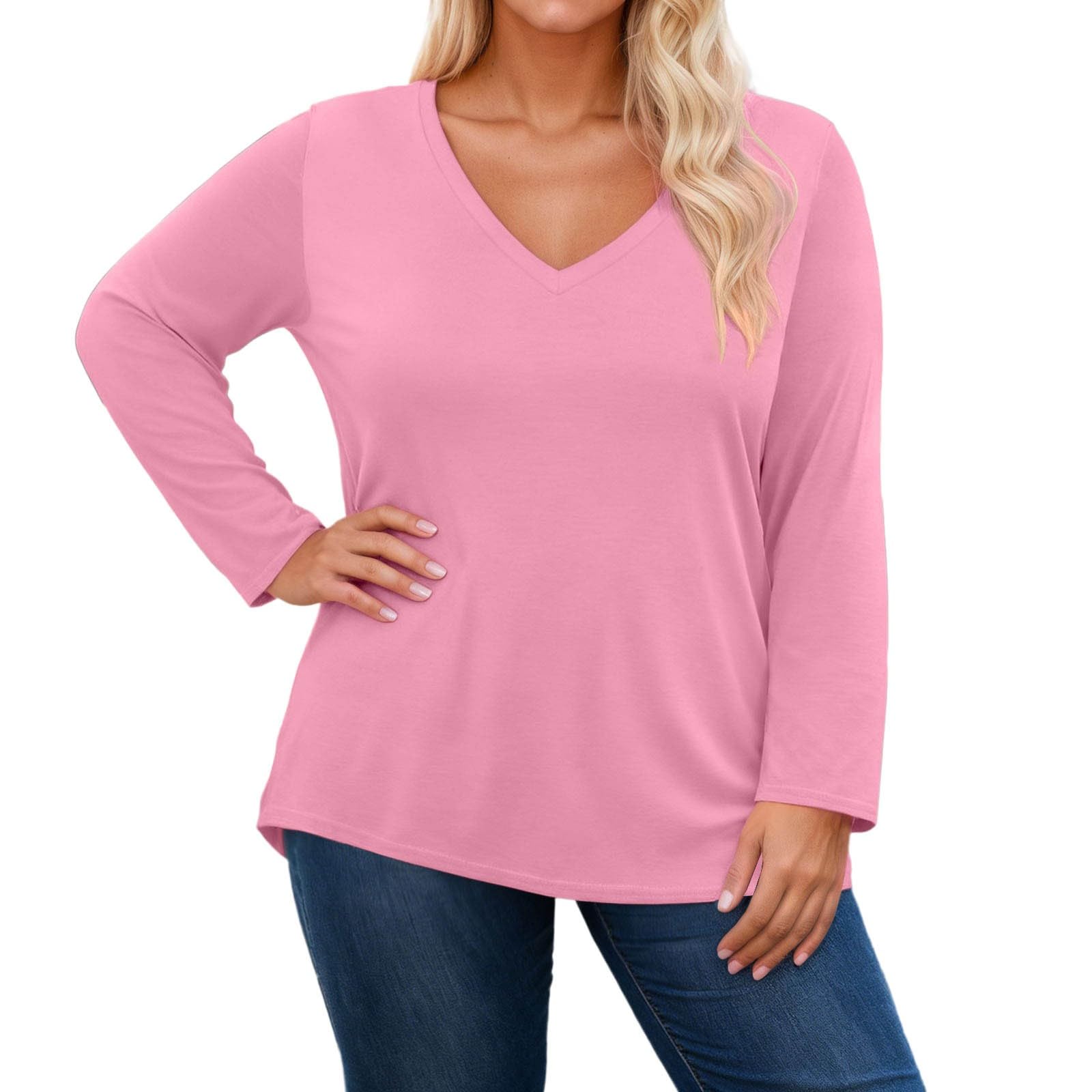 WWricotta Blusa Tipo Camiseta de Talla Grande con Estampado Floral y Cuello en V. Cómoda y Casual, con Corte Fluido y Tejido elástico Suave, Ideal para el día a día.